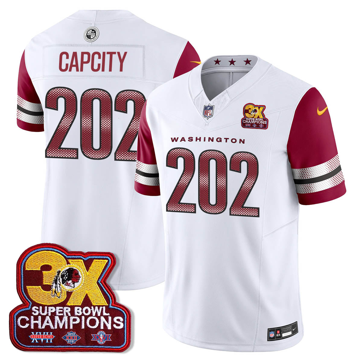 WAS 3-Time Champions Patch Vapor Limited Jersey - All Stitched-DTD