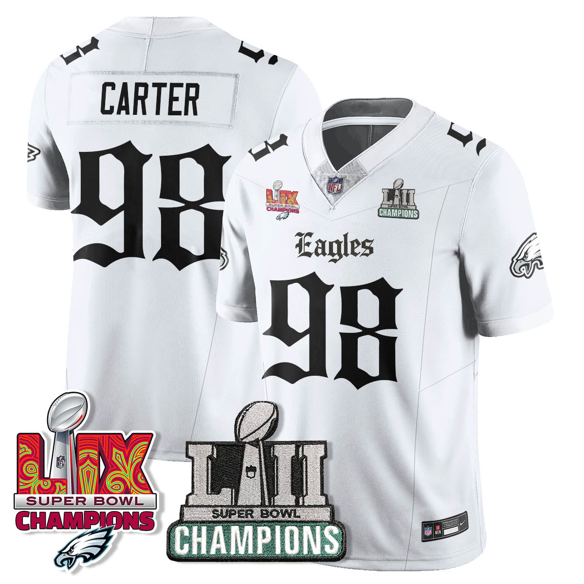 PHI 'Gothic Philly' LII-LIX Super Bowl Champions Vapor Limited Jersey - All Stitched-DTD