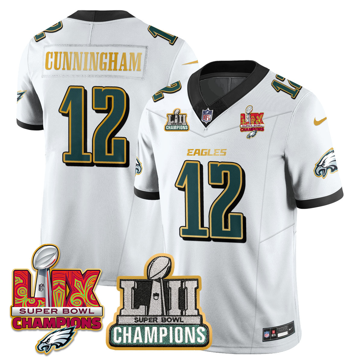PHI LII-LIX Super Bowl Champions Vapor Limited Gold Jersey - All Stitched-DTD