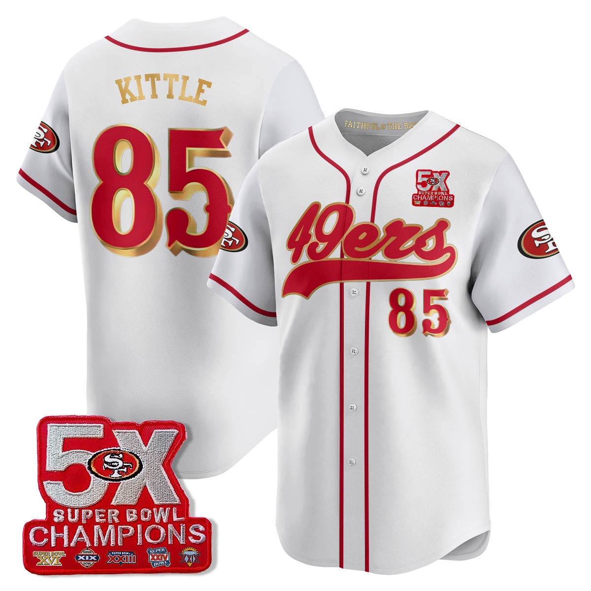 SF 5-Time Champions Patch Vapor Baseball Jersey - All Stitched-DTD