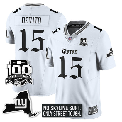 NYG 100th Seasons 'Gothic Gotham Edition' Vapor Limited Jersey - All Stitched-DTD