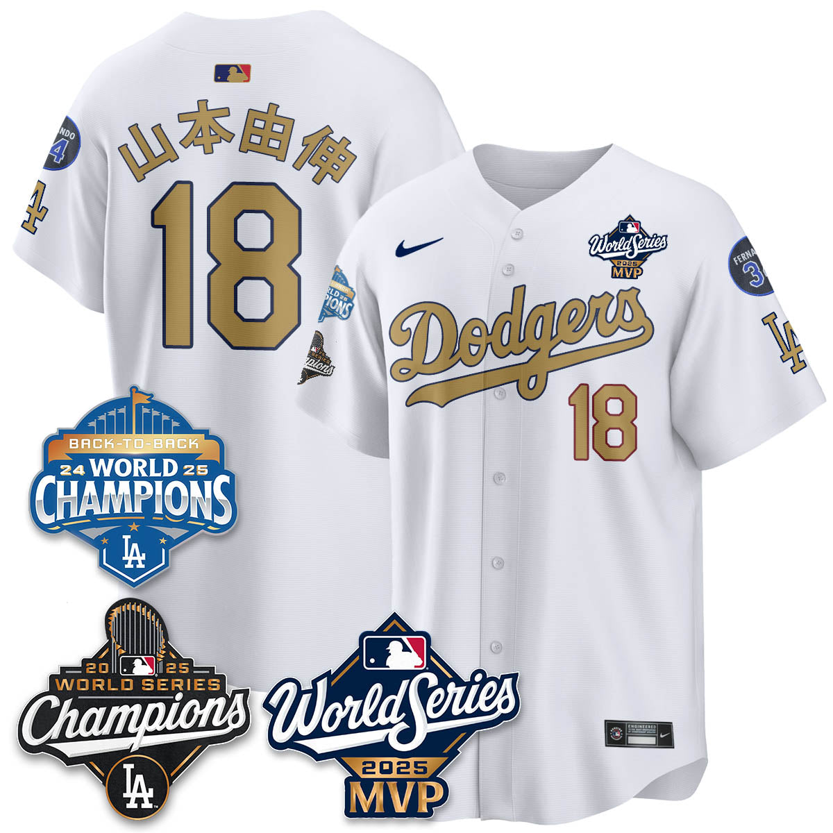 Yoshinobu Yamamoto LAD 2025 World Series MVP Jersey - All Stitched-DTD