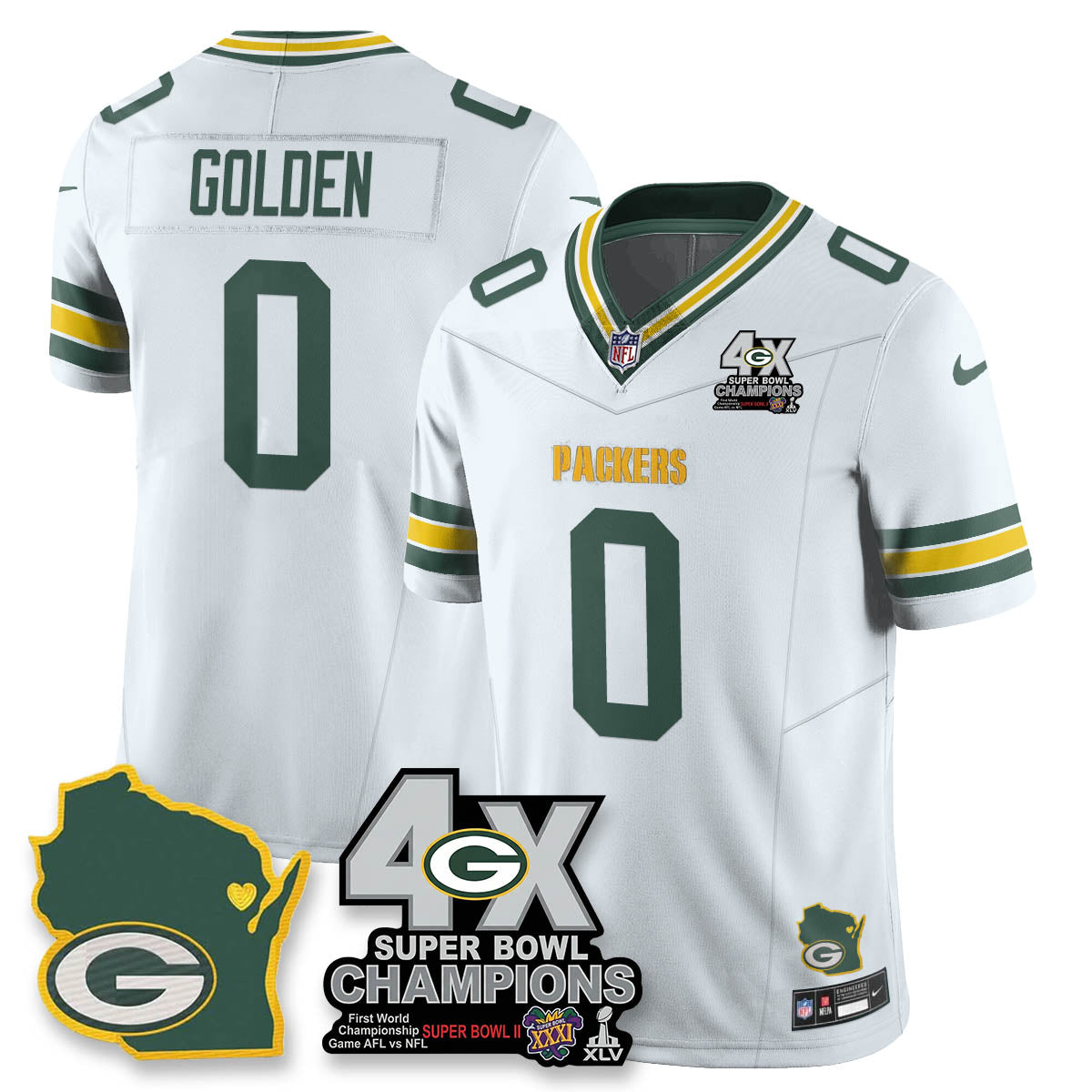 GB 4-Time Champions Patch Vapor Limited Jersey - All Stitched-DTD