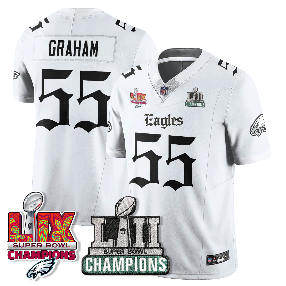PHI 'Gothic Philly' LII-LIX Super Bowl Champions Vapor Limited Jersey - All Stitched-DTD