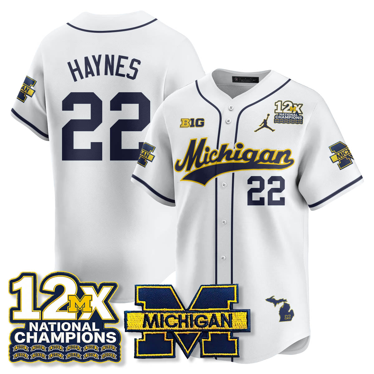 MICH 12x-Time National Champions Baseball Limited Jersey - All Stitched-DTD