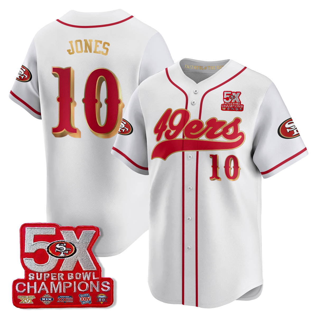 SF 5-Time Champions Patch Vapor Baseball Jersey - All Stitched-DTD