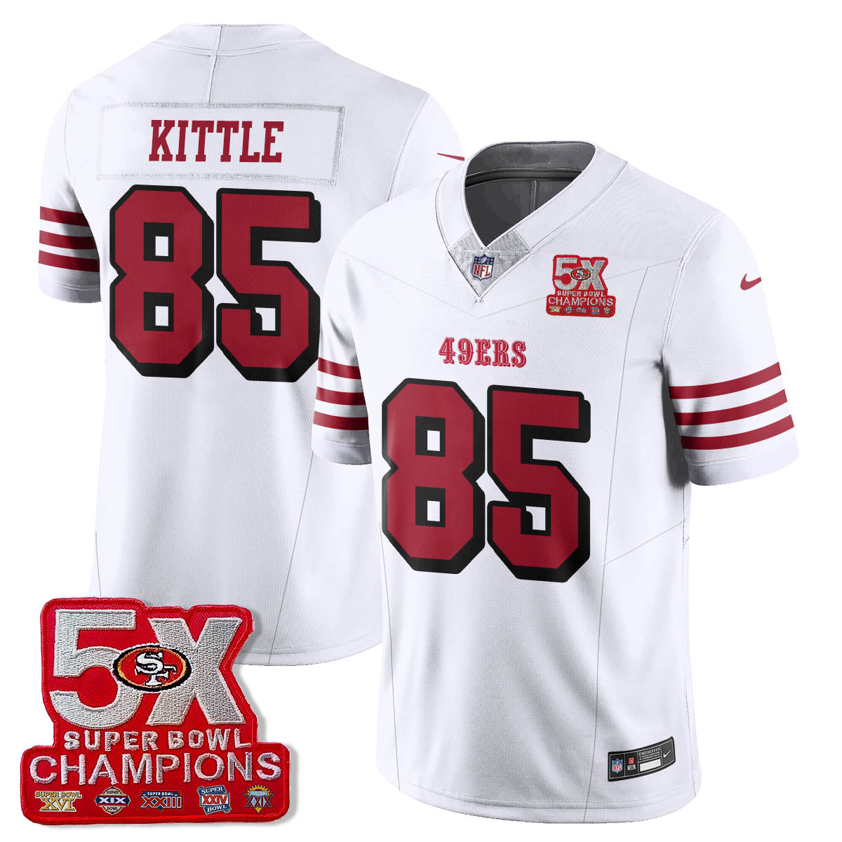 SF 5-Time Champions Patch Vapor Limited Jersey - All Stitched-DTD