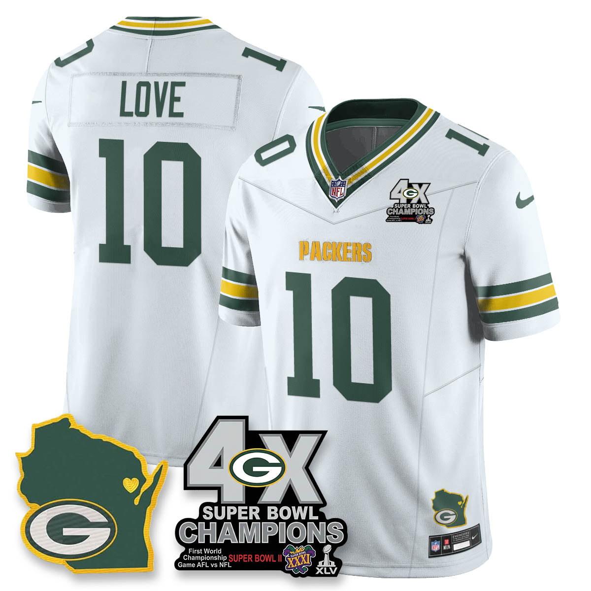 GB 4-Time Champions Patch Vapor Limited Jersey - All Stitched-DTD