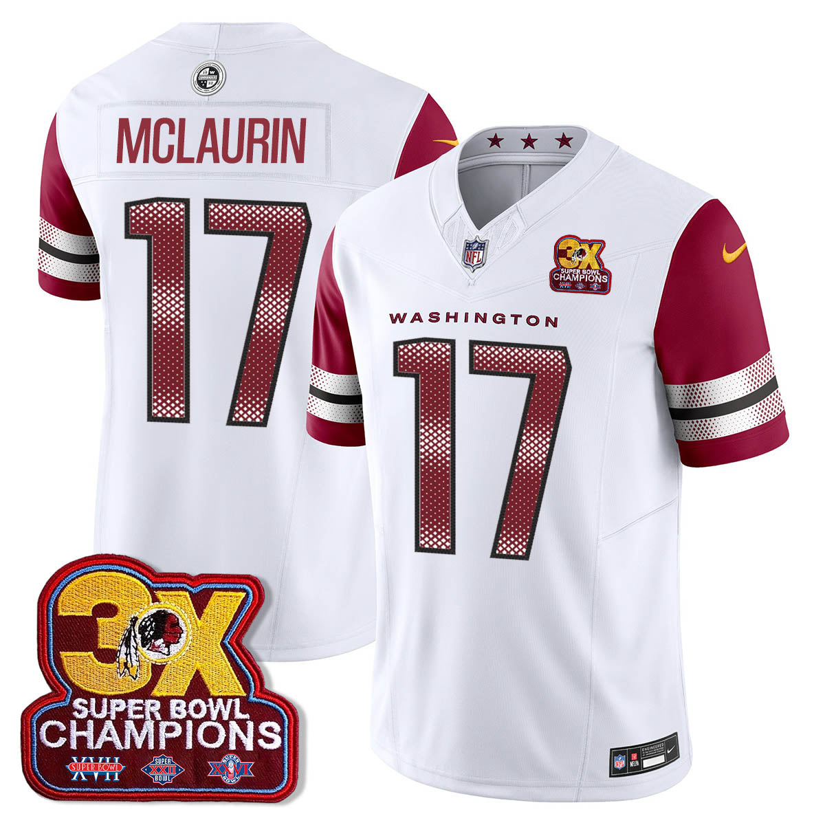 WAS 3-Time Champions Patch Vapor Limited Jersey - All Stitched-DTD