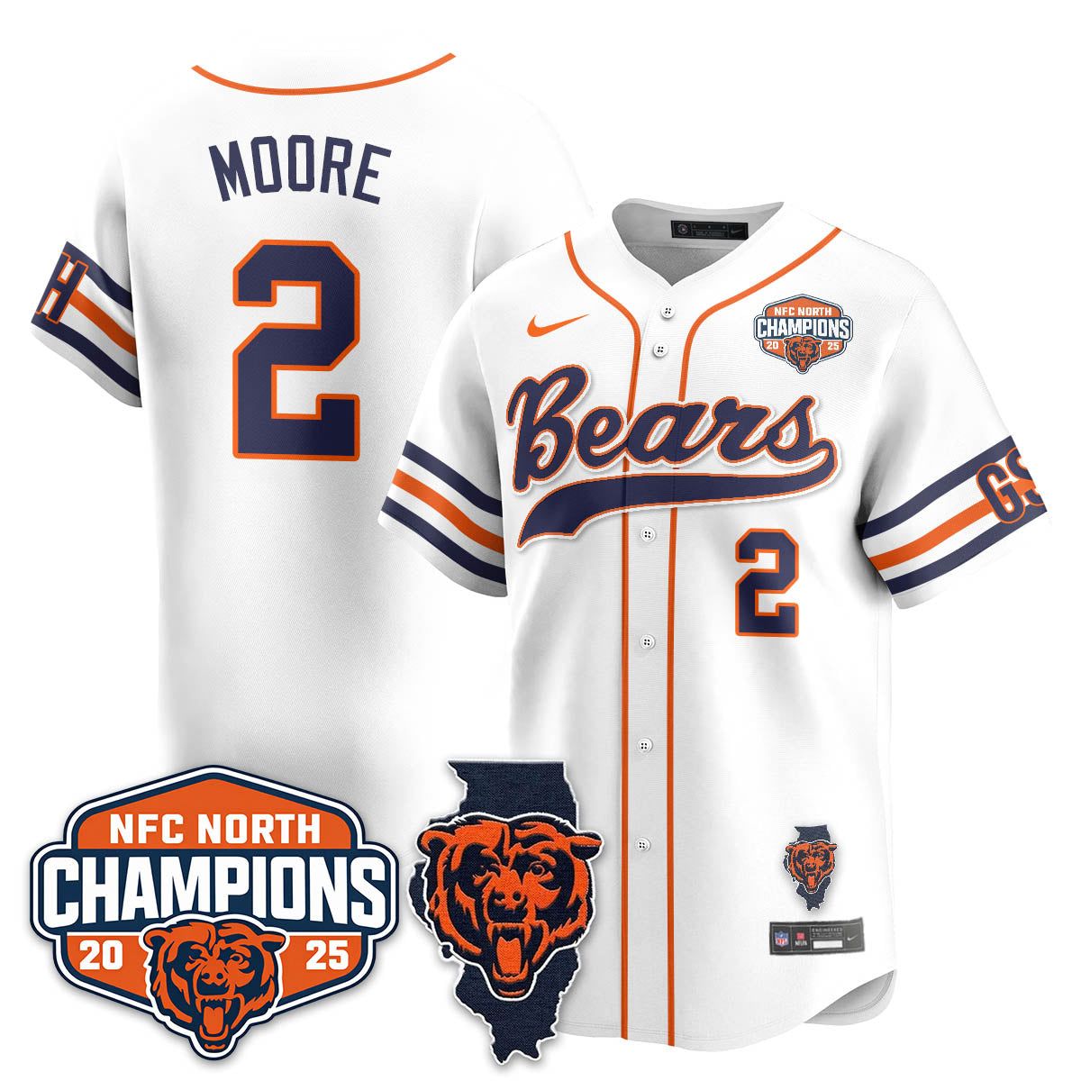 CHI  NFC North Division Champions Vapor Limited Baseball Jersey - All Stitched-DTD