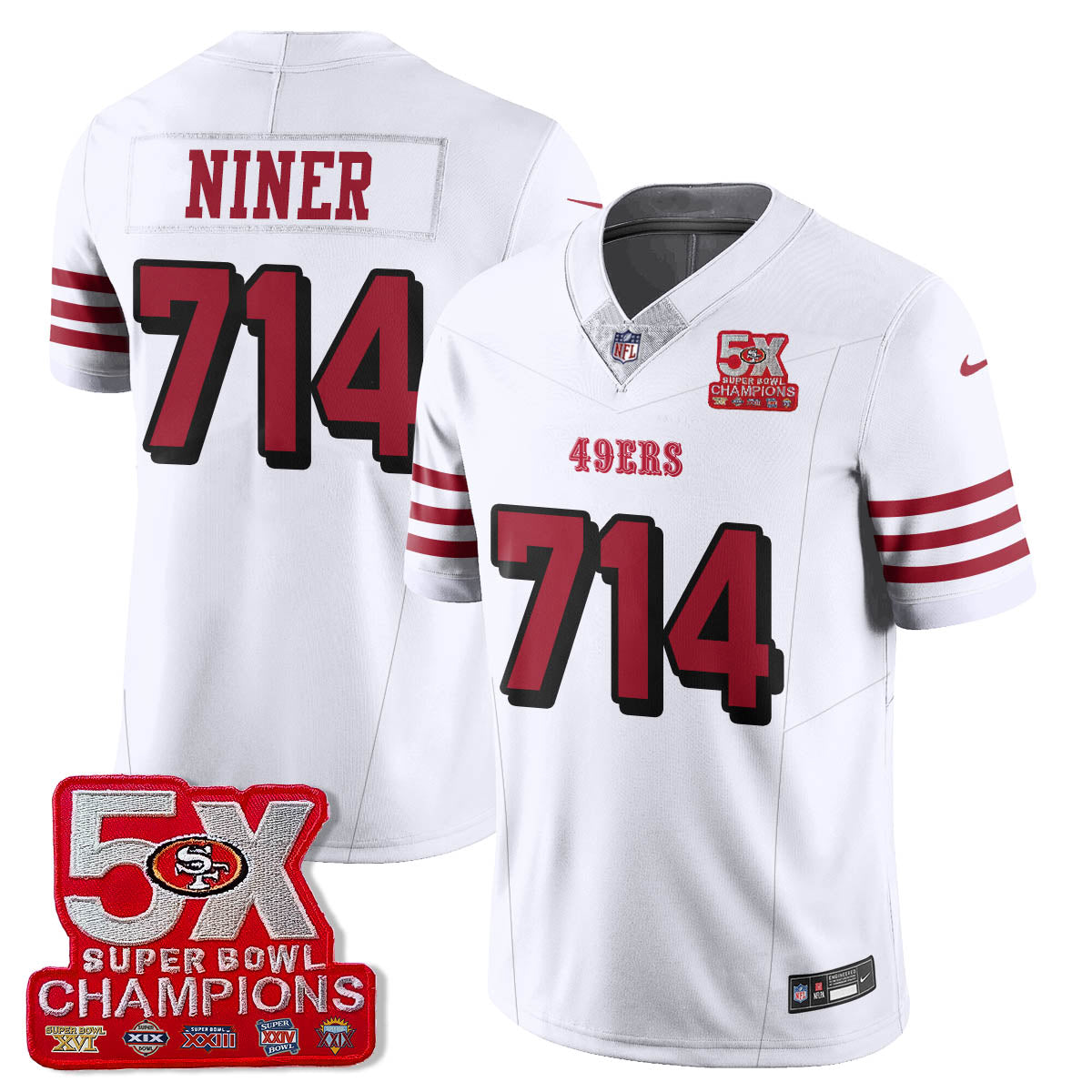 SF 5-Time Champions Patch Vapor Limited Jersey - All Stitched-DTD