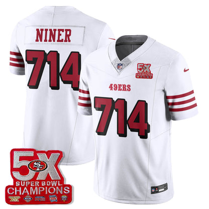 SF 5-Time Champions Patch Vapor Limited Jersey - All Stitched-DTD