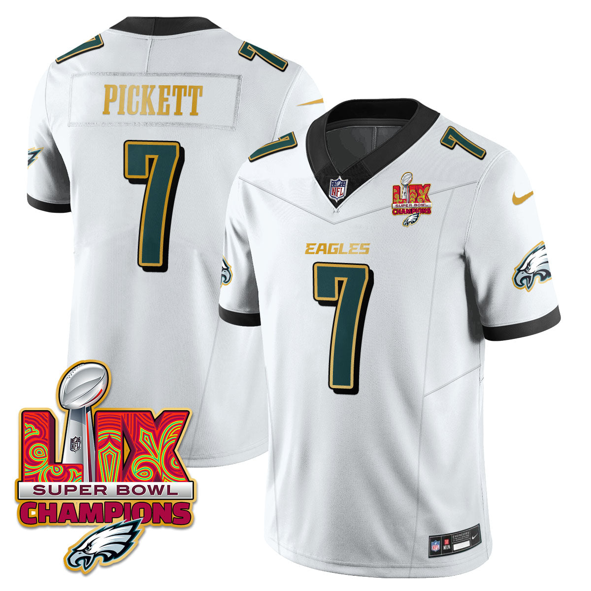PHI Super Bowl LIX Champions Gold Trim Vapor Limited Jersey - All Stitched-DTD