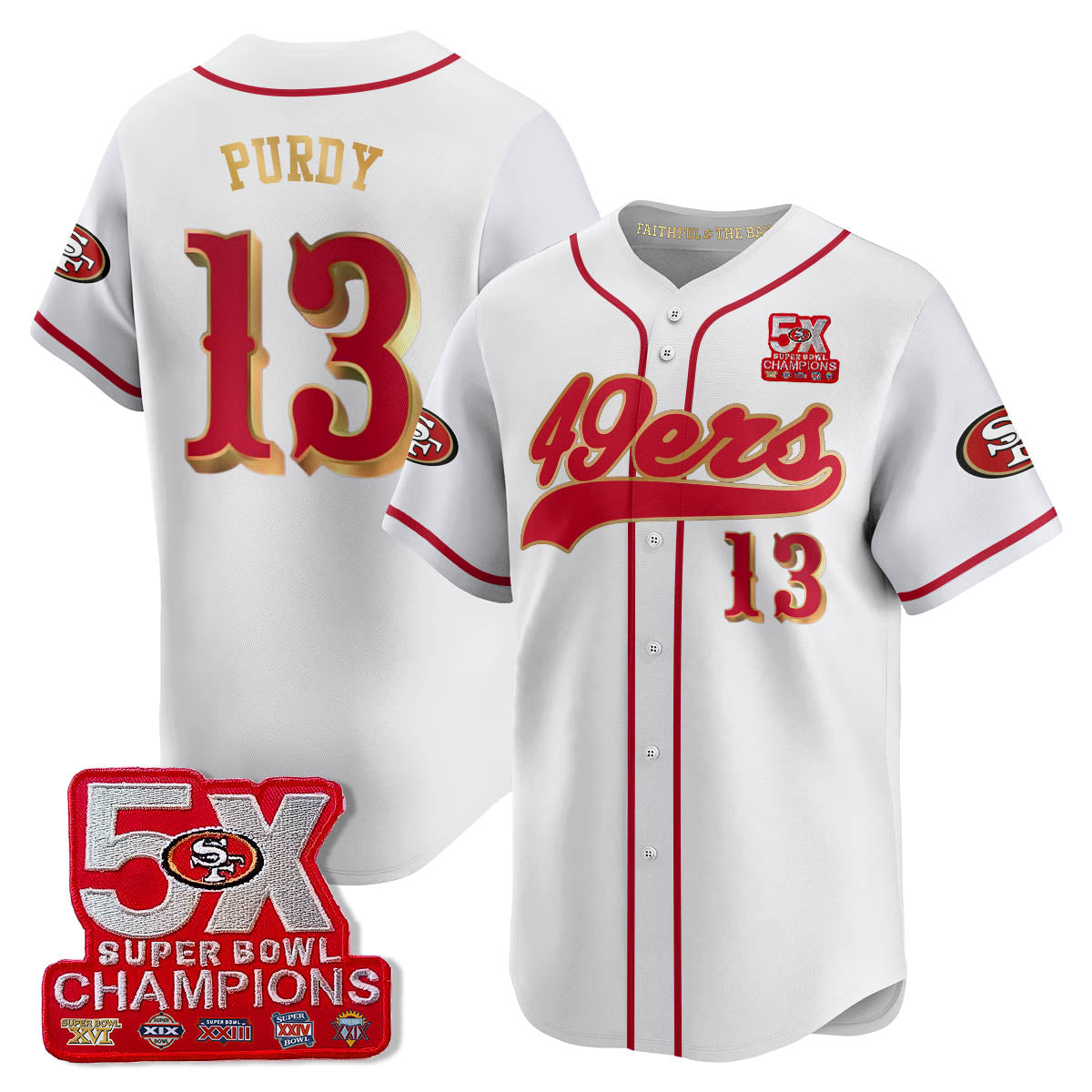 SF 5-Time Champions Patch Vapor Baseball Jersey - All Stitched-DTD