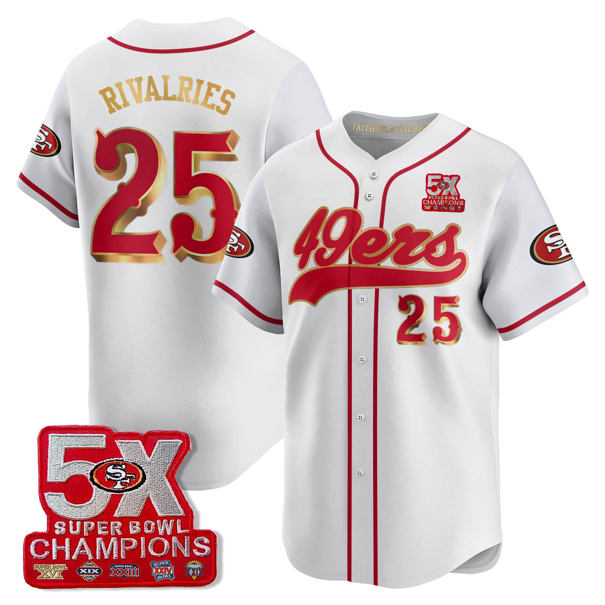SF 5-Time Champions Patch Vapor Baseball Jersey - All Stitched-DTD