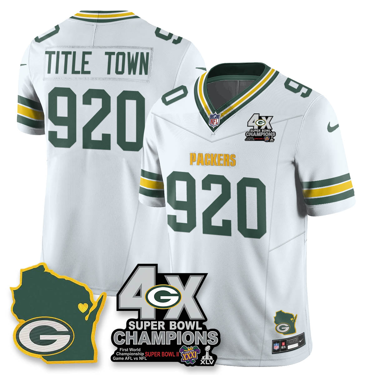 GB 4-Time Champions Patch Vapor Limited Jersey - All Stitched-DTD