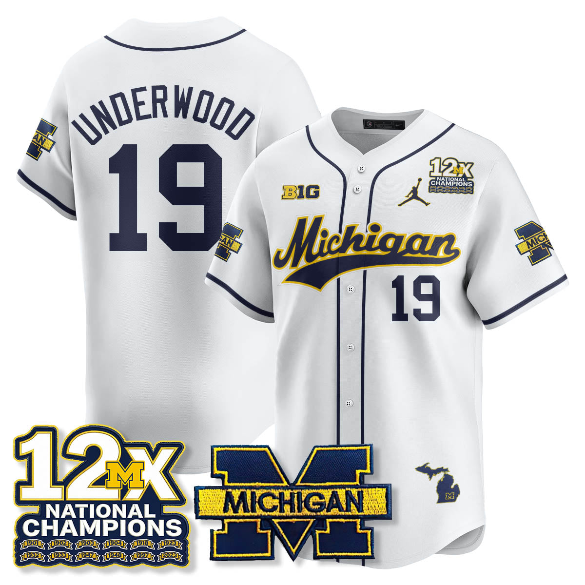 MICH 12x-Time National Champions Baseball Limited Jersey - All Stitched-DTD