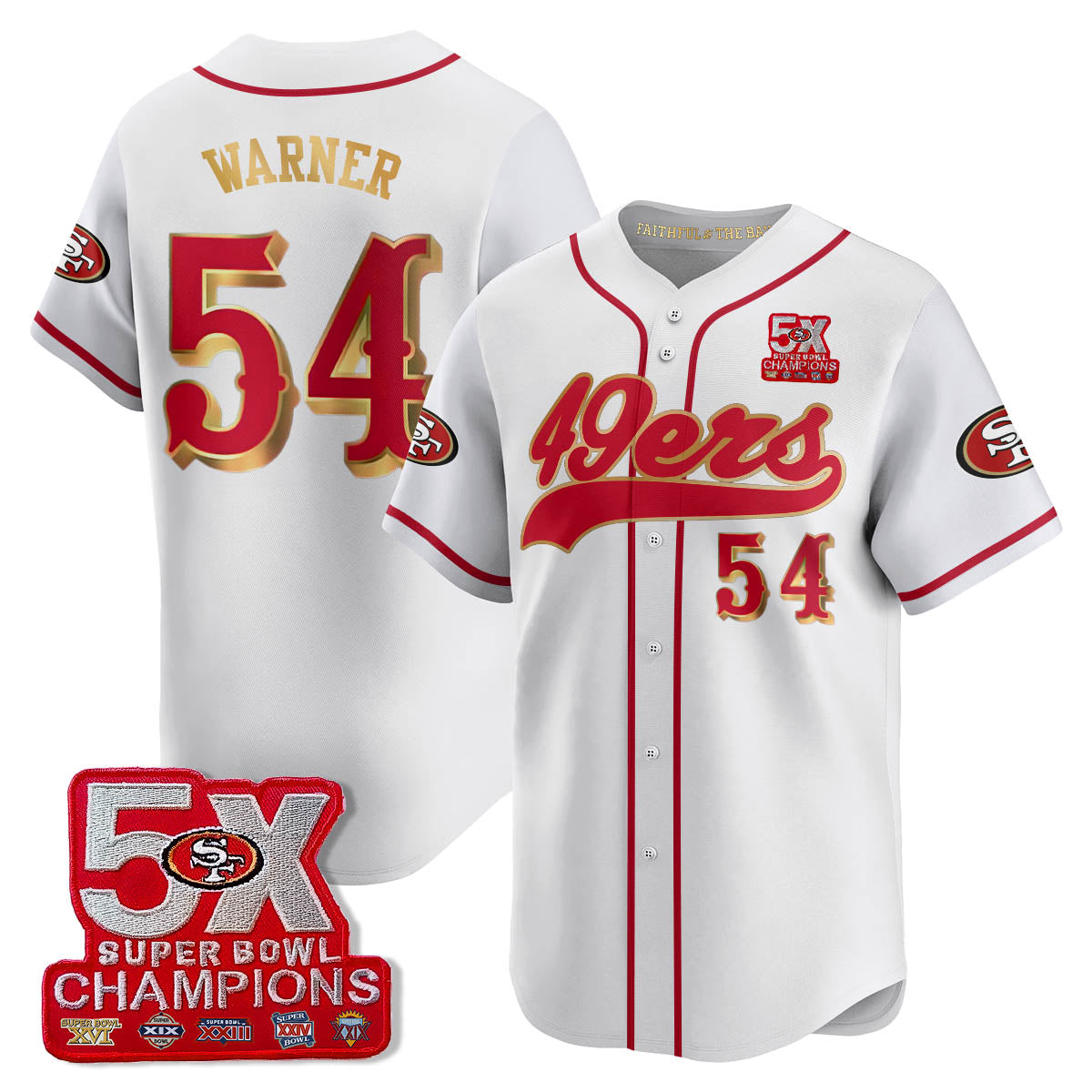 SF 5-Time Champions Patch Vapor Baseball Jersey - All Stitched-DTD
