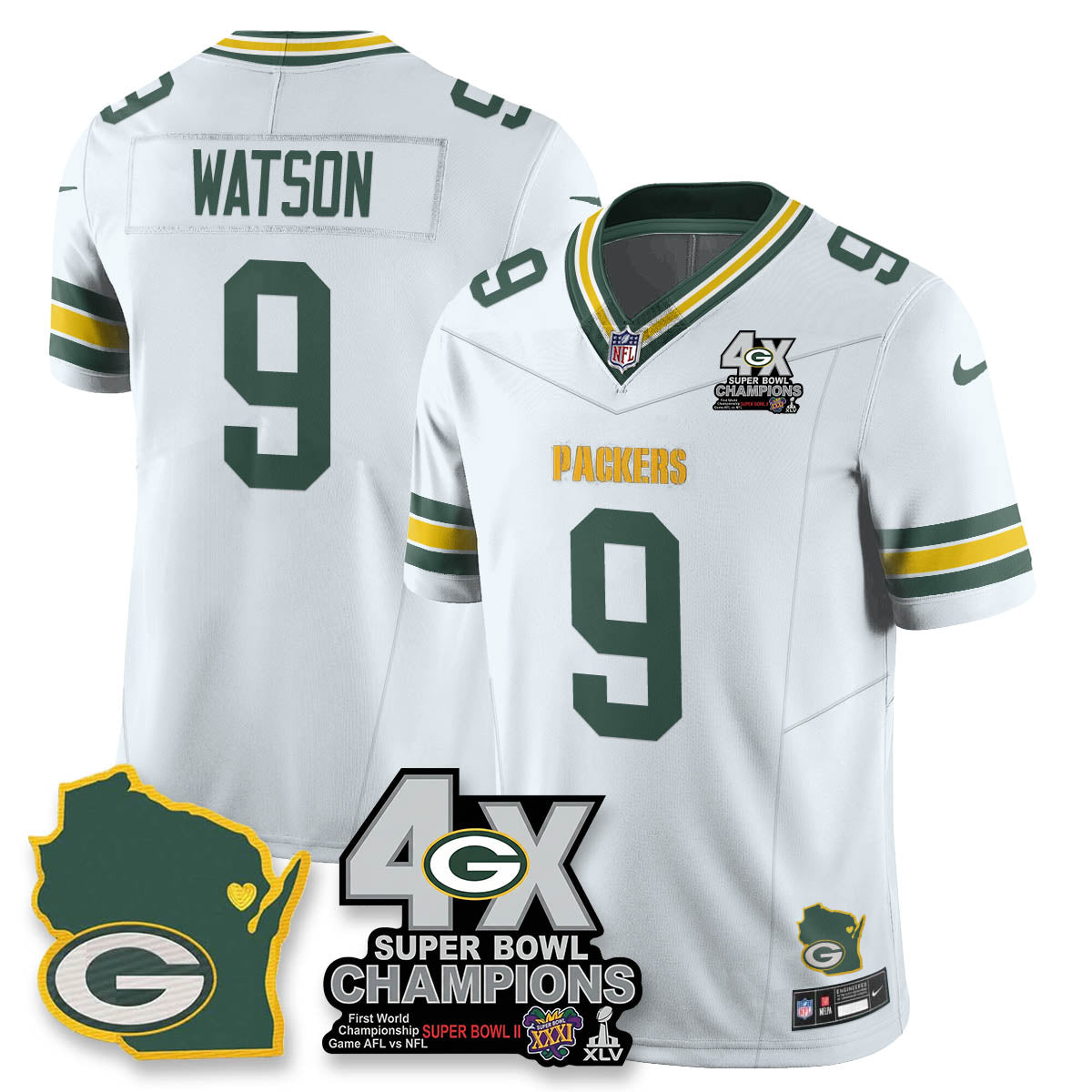 GB 4-Time Champions Patch Vapor Limited Jersey - All Stitched-DTD