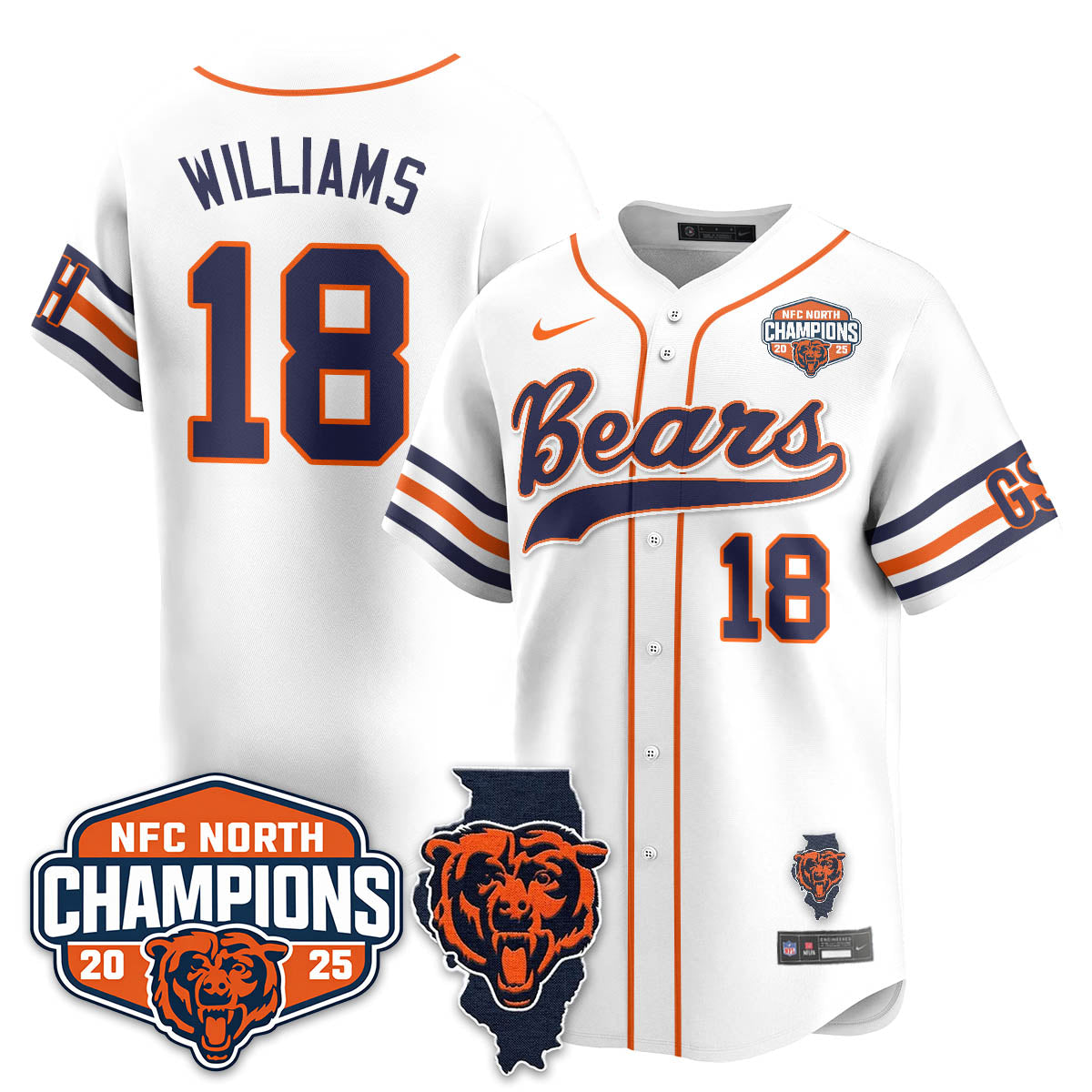 CHI  NFC North Division Champions Vapor Limited Baseball Jersey - All Stitched-DTD