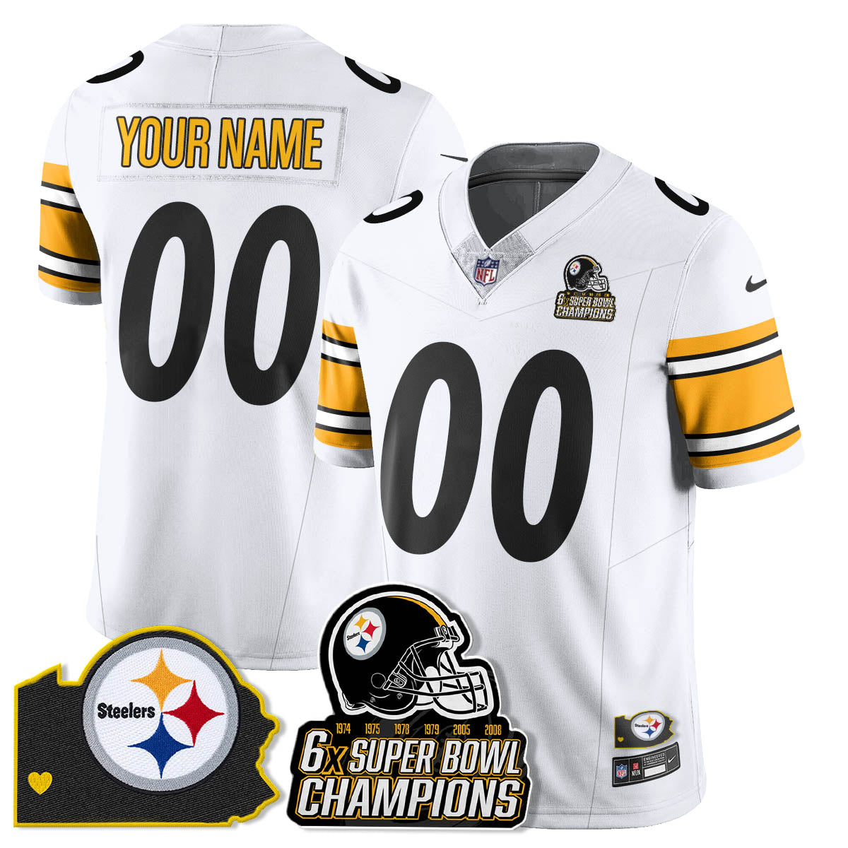 Custom PIT 6-Time Champions Patch Vapor Limited Jersey - All Stitched-DTD