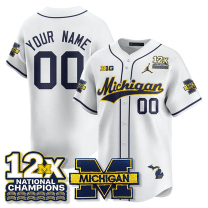 MICH 12x-Time National Champions Baseball Limited Jersey - All Stitched-DTD