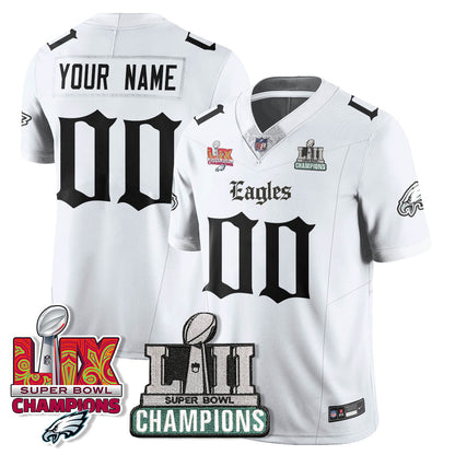 PHI 'Gothic Philly' LII-LIX Super Bowl Champions Vapor Limited Custom Jersey - All Stitched-DTD
