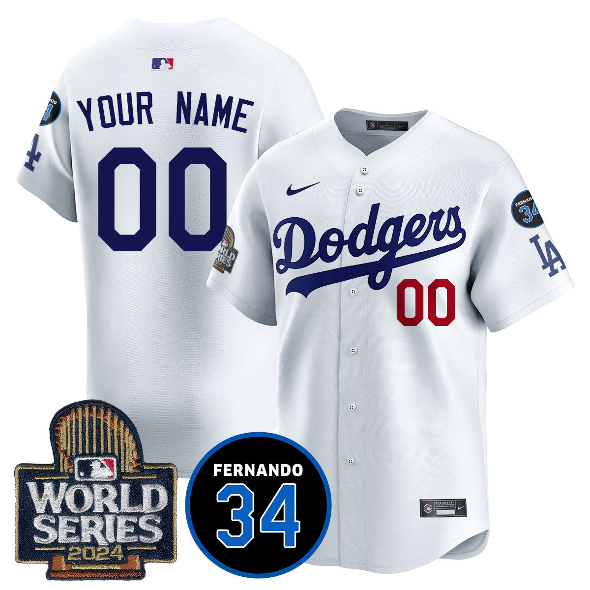 Dodgers Fernando Valenzuela Memorial Custom Jersey - All Stitched-DTD