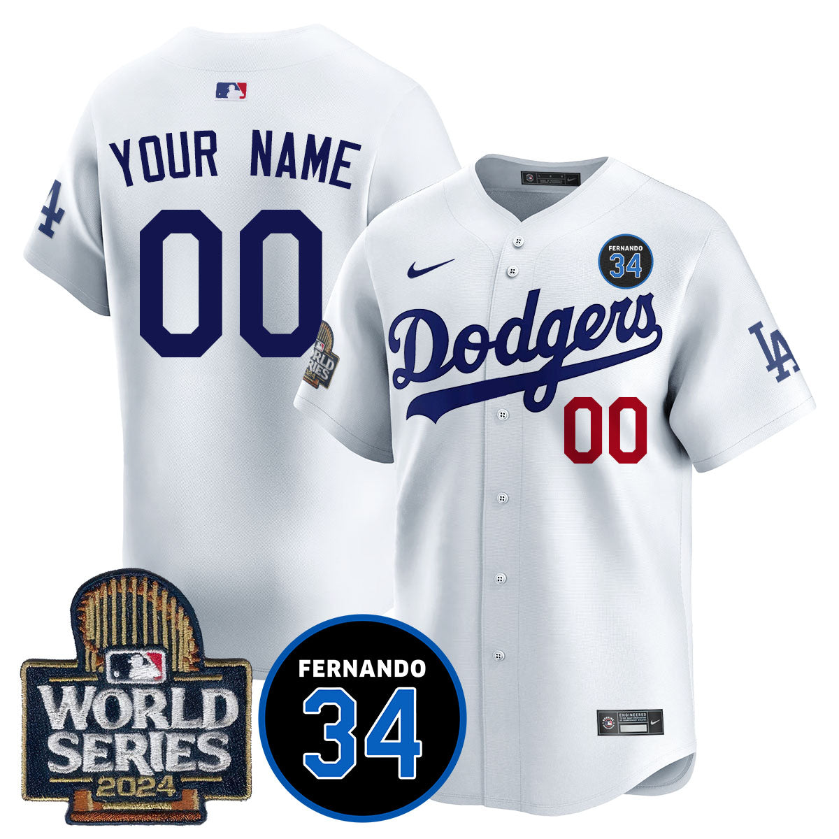 Dodgers Fernando Valenzuela Memorial Custom Jersey - All Stitched-DTD
