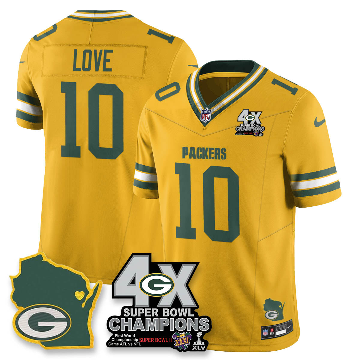 GB 4-Time Champions Patch Vapor Limited Jersey - All Stitched-DTD
