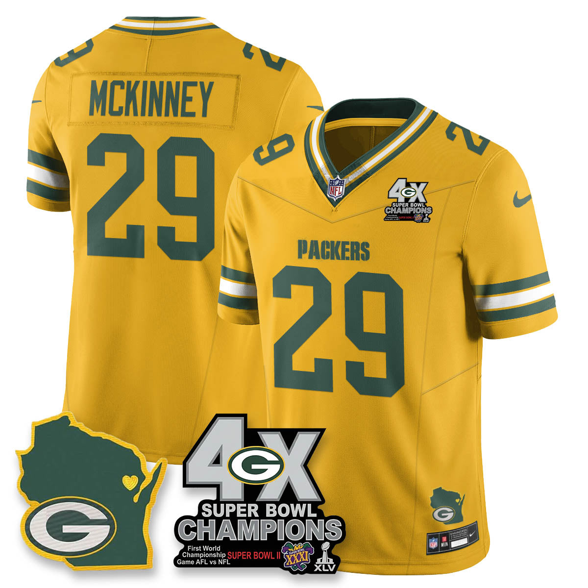 GB 4-Time Champions Patch Vapor Limited Jersey - All Stitched-DTD