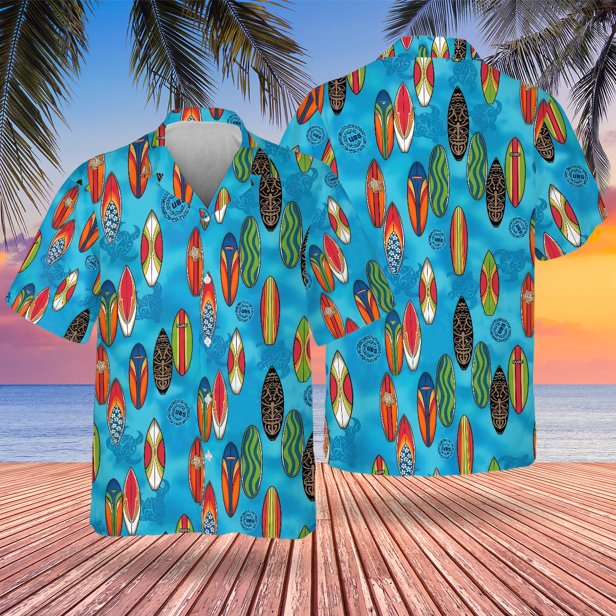 CHC Surfing Hawaiian Design Button Shirt-DTD
