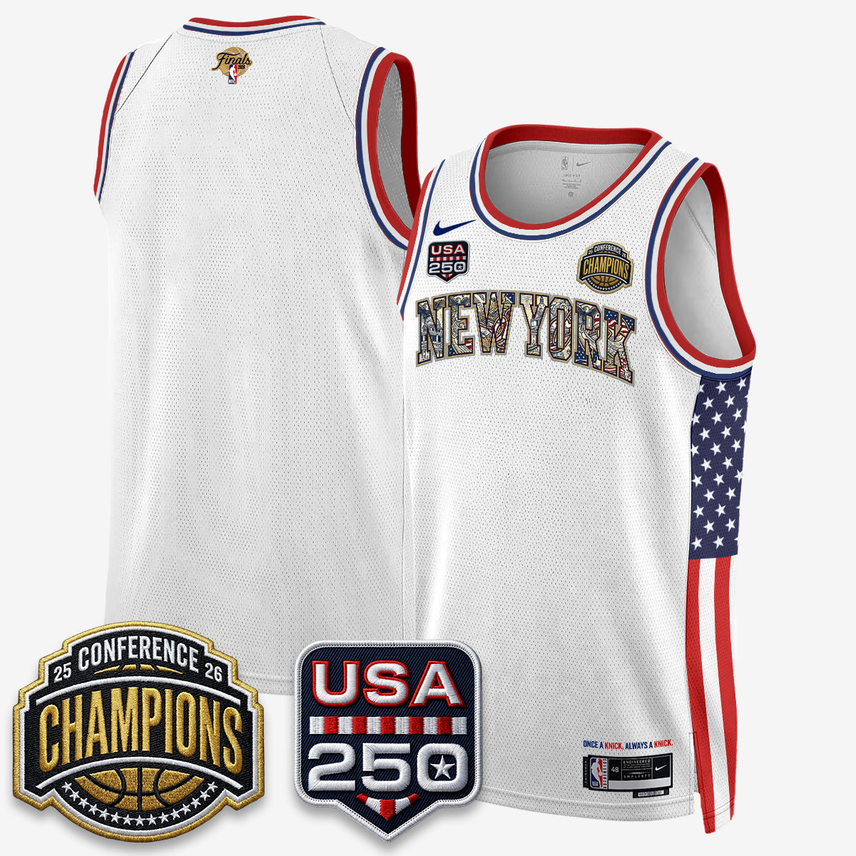 NYK 2026 NBA Eastern Conference Champions x Fourth of July Vapor Jersey - Stitched-DTD