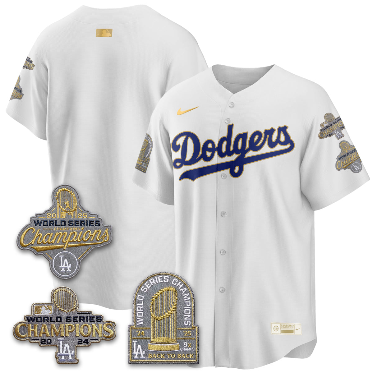 LAD Gold Collection Stadium Vapor Limited Jersey - Back to Back 9x Champs - All Stitched-DTD