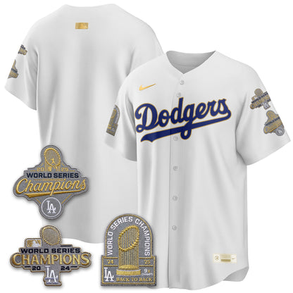 LAD Gold Collection Stadium Vapor Limited Jersey - Back to Back 9x Champs - All Stitched-DTD