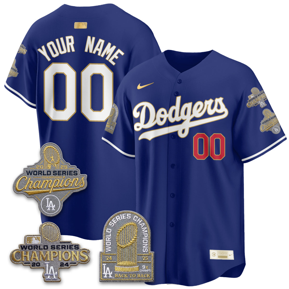 LAD Gold Collection Stadium Vapor Limited Custom Jersey - Back to Back 9x Champs - All Stitched-DTD