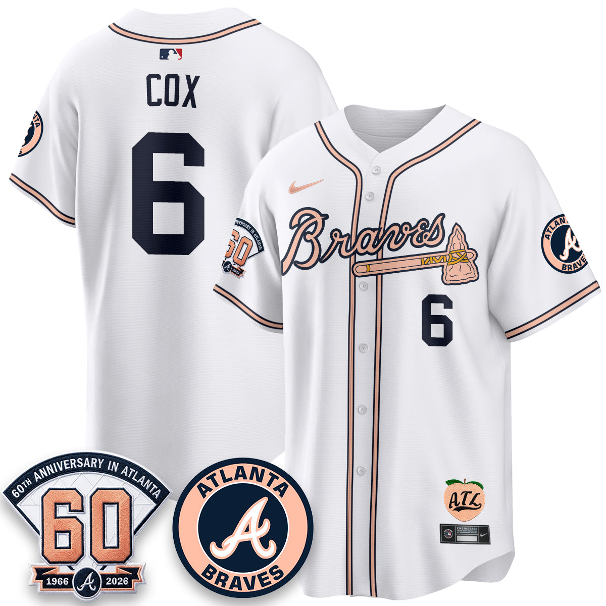 ATL 60th Anniversary Peach Edition Vapor Premier Limited Jersey - All Stitched-DTD