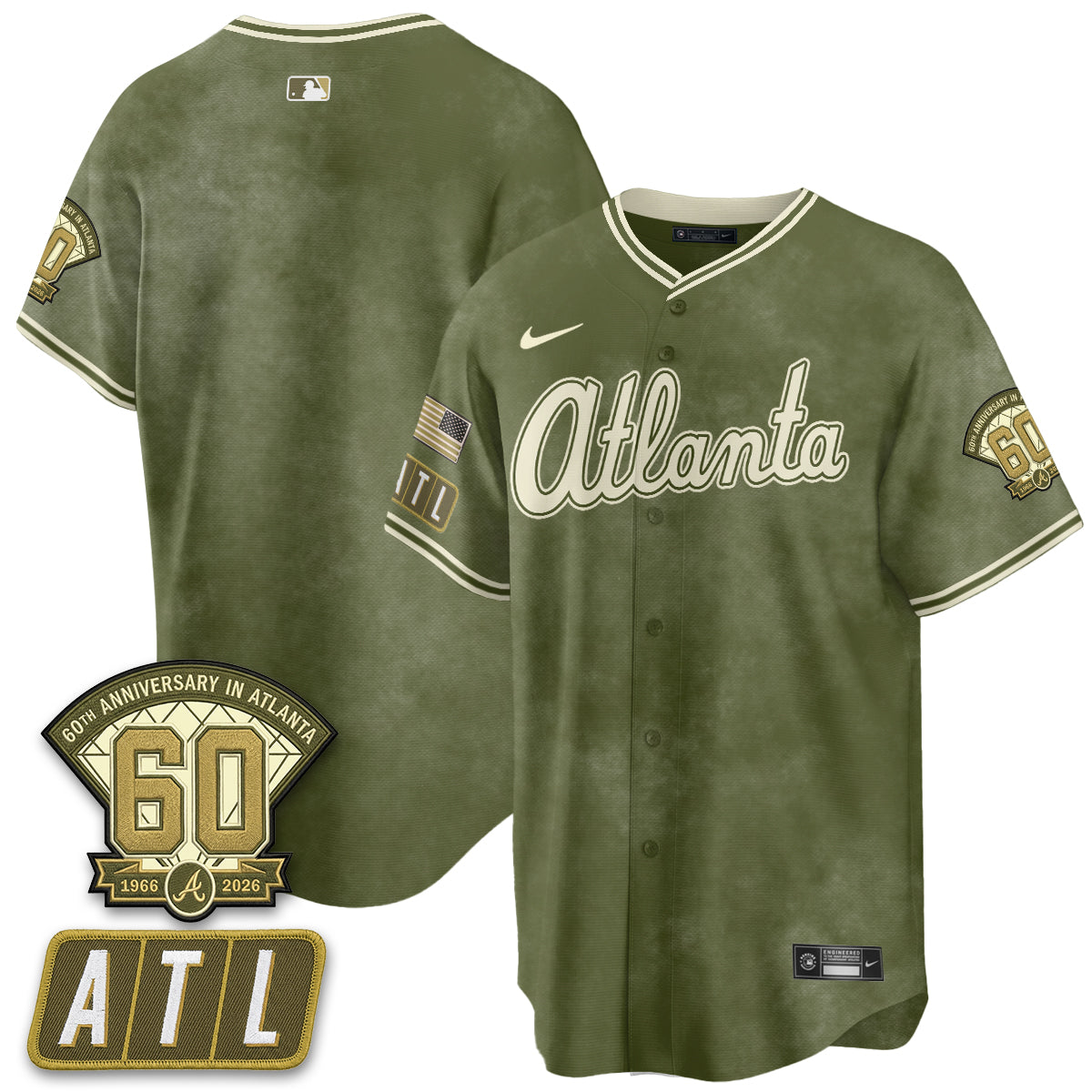 ATL New Era Olive 2026 Armed Forces Day Vapor Limited Jersey - All Stitched-DTD