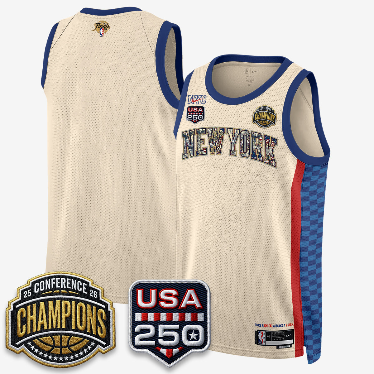 NYK 2026 NBA Eastern Conference Champions x Fourth of July Vapor Jersey - Stitched-DTD