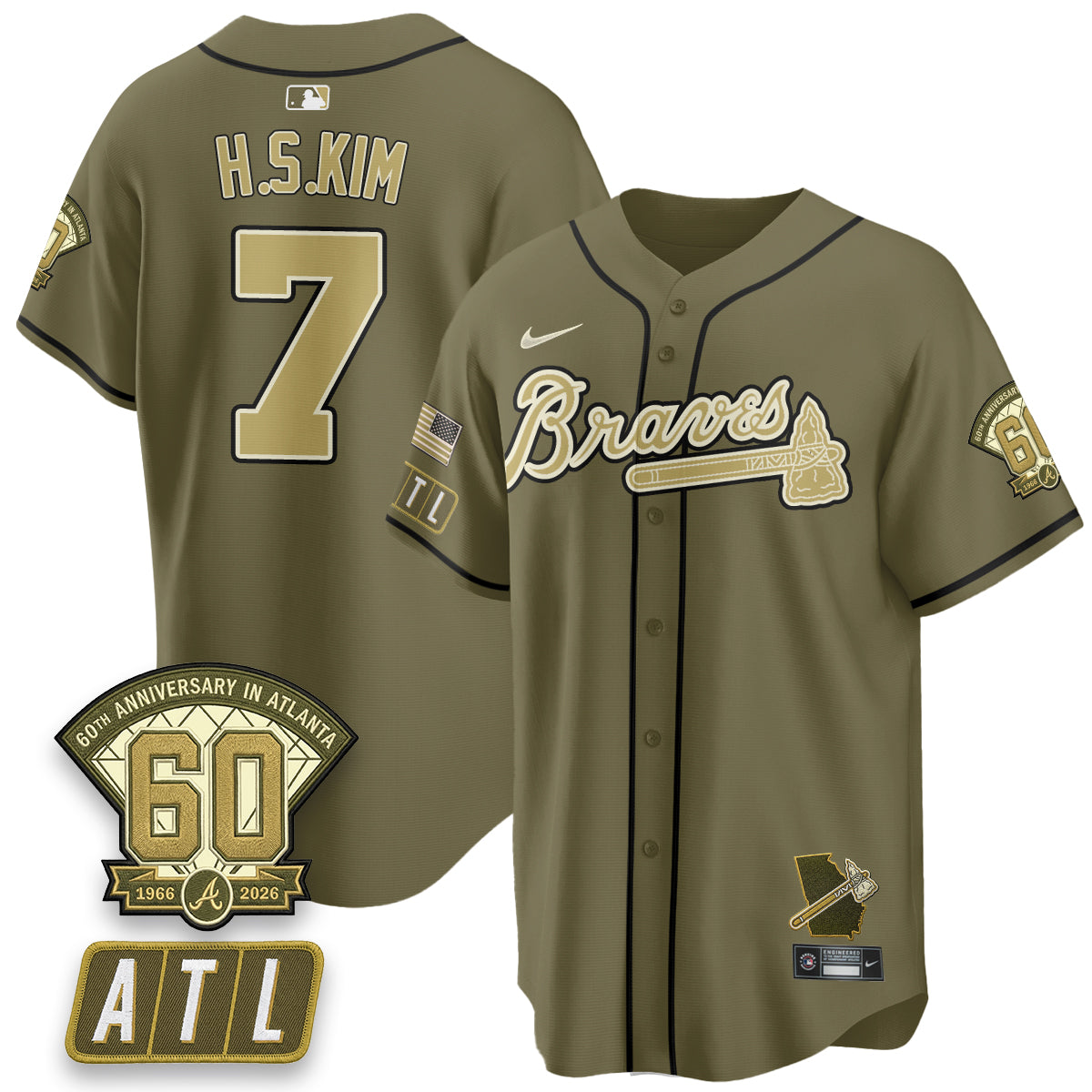ATL New Era Olive 2026 Armed Forces Day Vapor Limited Jersey - All Stitched-DTD