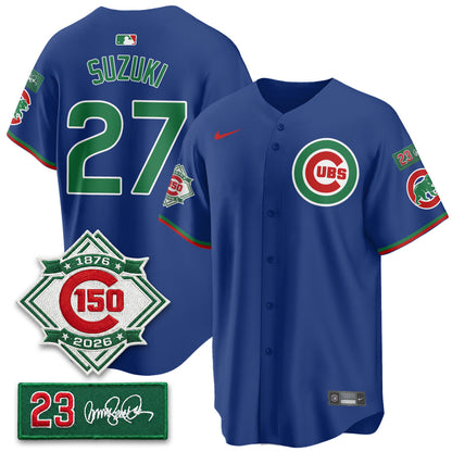 CHC Limited Mexico Jersey - 150th Anniversary + Ryne Sandberg Tribute Patch All Stitched-DTD