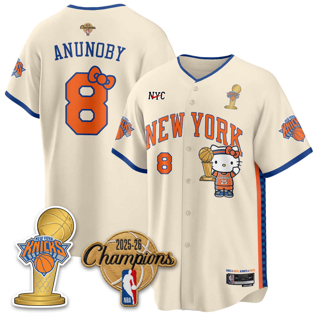 NYK 2026 NBA Champions x Meow Kitty Vapor Jersey - Stitched-DTD