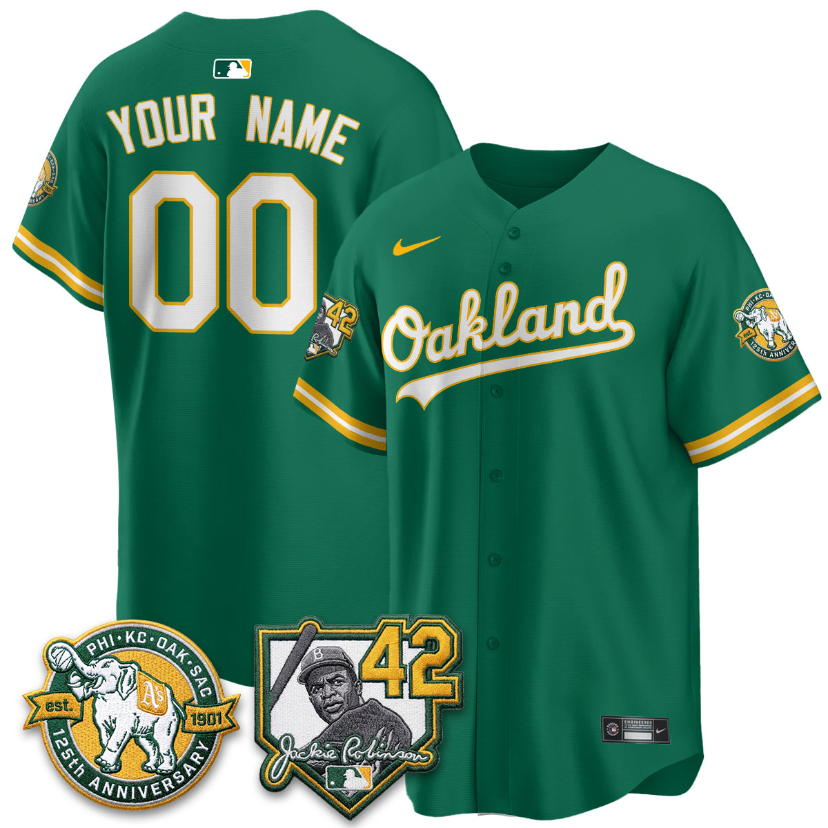 OAK 2026 Jackie Robinson Day - Celebrating 125 Years Limited Custom Vapor Jersey - All Stitched-DTD