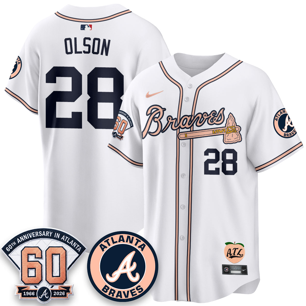ATL 60th Anniversary Peach Edition Vapor Premier Limited Jersey - All Stitched-DTD
