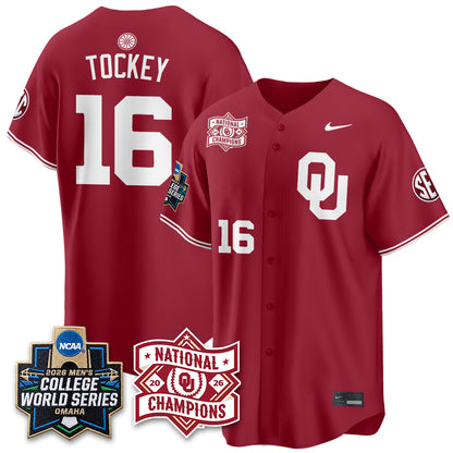 OU 2026 NCAA Baseball College World Series Champions Vapor Jersey - Stitched-DTD