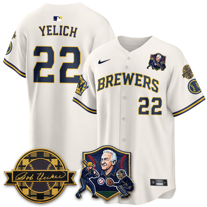 MIL Bob Uecker - 54 Seasons for Brewers' Vapor Limited Gold Jersey - All Stitched-DTD