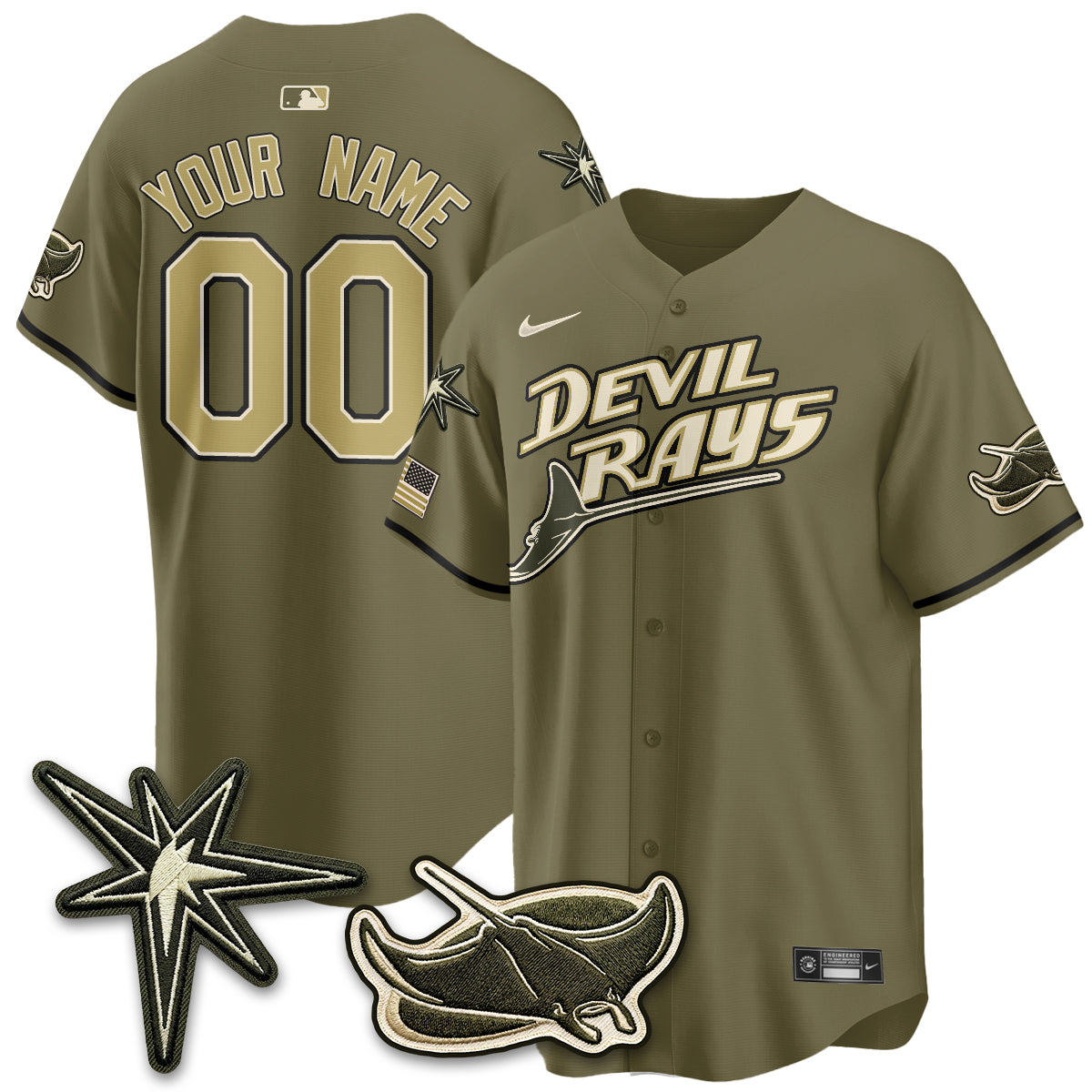 TB New Era Olive 2026 Armed Forces Day Custom Jersey - All Stitched-DTD
