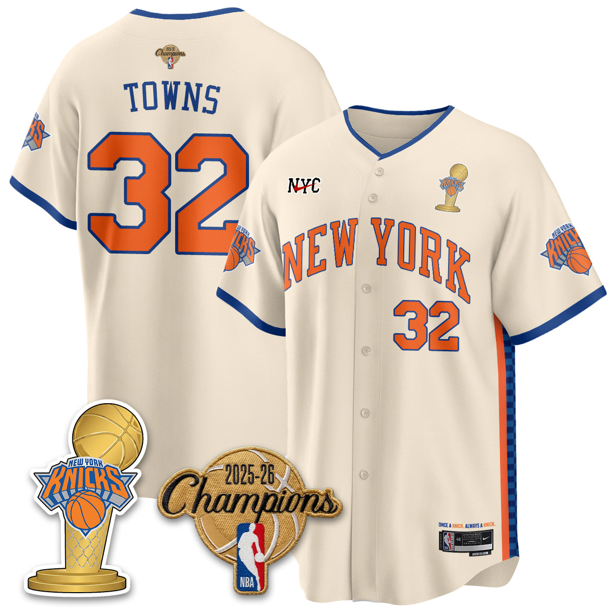 NYK 2026 NBA Champions Vapor Jersey - Stitched-DTD