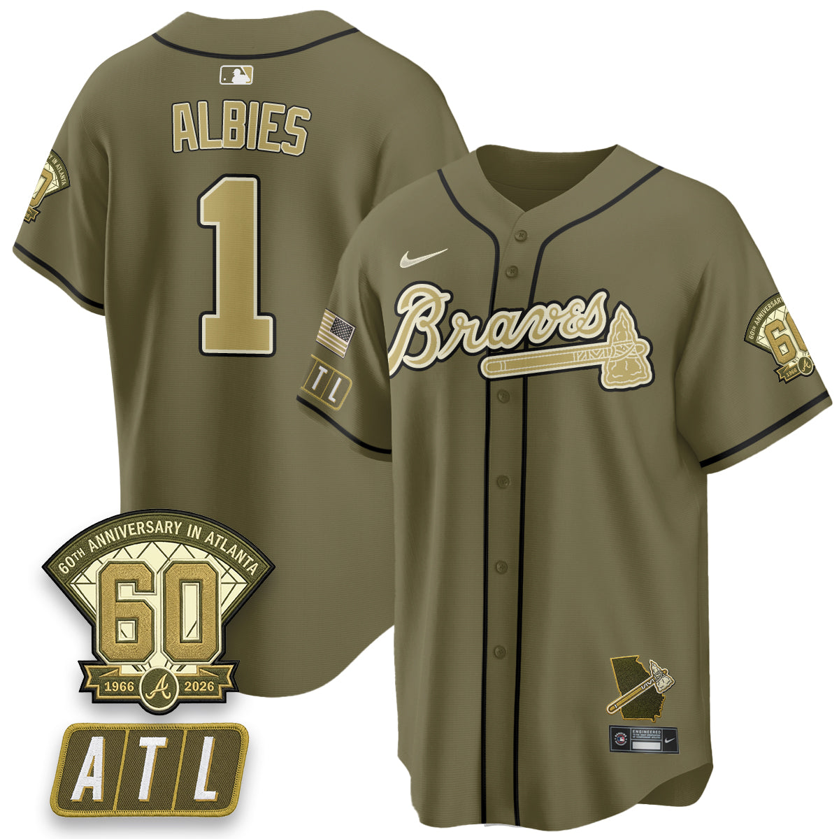 ATL New Era Olive 2026 Armed Forces Day Vapor Limited Jersey - All Stitched-DTD