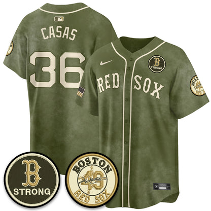 BOS New Era Olive 2026 Armed Forces Day Jersey - All Stitched-DTD